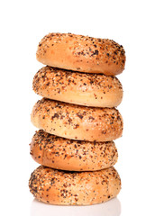 Stack of freshly baked Everything bagels