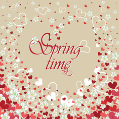 Heart background with flowers.Spring time