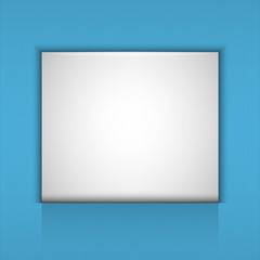 Blue background with  white sheet of paper