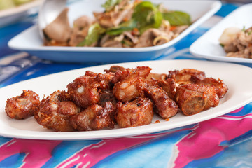 Pork ribs on dish ,thai food