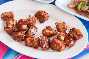 Pork ribs on dish ,thai food