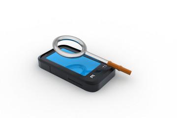 smart phone with magnifying glass