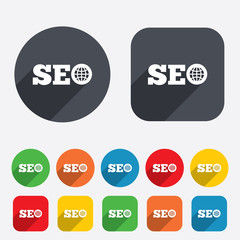 SEO sign icon. Search Engine Optimization symbol.