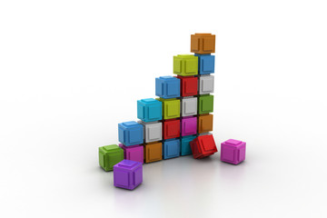 The diagram consisting of several cubes of different colours