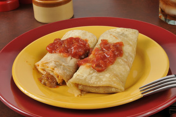 Chimichangas with salsa