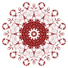 Decorative  red  flower with vintage round patterns..