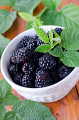 Fresh blackberries in a bowl