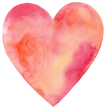 Watercolor painted red heart
