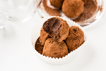 Chocolate truffles. Handmade chocolate truffle candies