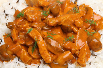 Pork Stroganoff with Rice