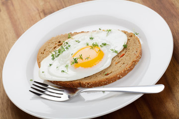 Spiegelei mit Kresse auf Mehrkornbrot