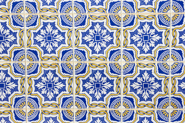 Wall of the building in Portugal. Traditional Portuguese ceramic