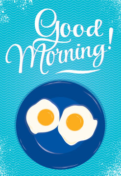 Poster lettering Good morning blue