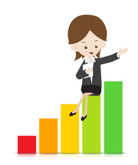 Obraz premium Business woman with growing graph 02