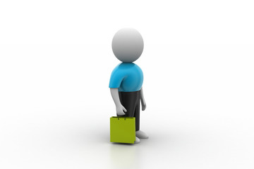 3d man with shopping bag