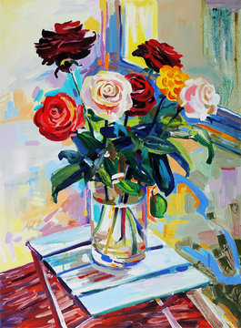 art composition of roses bouquet