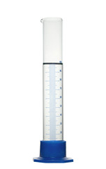 Chemical measuring cylinder with solution. Isolated