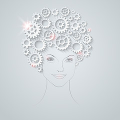 Vector futuristic unusual  woman portrait.