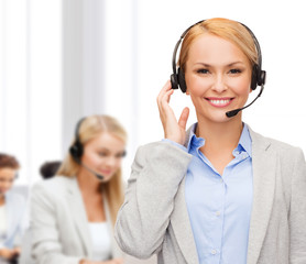 friendly female helpline operator at office