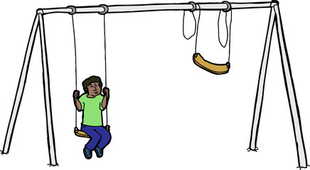 Lonely Child on Swing Set