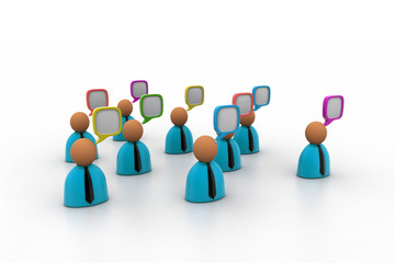3d business people icon with speech bubbles