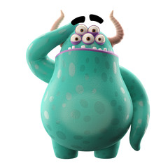 3D object, monster, funny cartoon isolated on white background © Martin Zahradnik 
