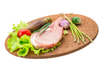 Raw t-bone steak