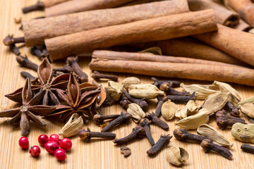 Dry multicolored spice closeup