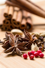 Dry multicolored spice closeup