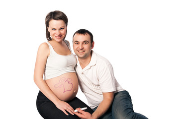 Pregnant females with husband painted pattern on the abdomen