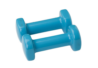 Couple of blue dumbbells