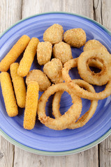 fried snack on a blue plate
