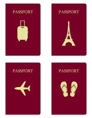 Fototapeta na wymiar Voyages dans 4 passeports