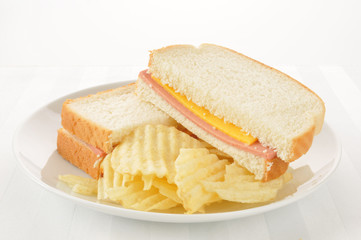 Bologna and cheese sandwich