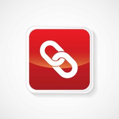 Icon of Link on Red Glossy Button. Eps-10