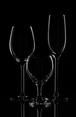Glasses on black isolated background