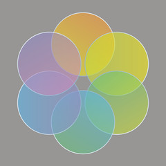 colored circles, arranged in the form of a flower
