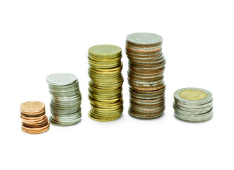 coin stack isolated on white