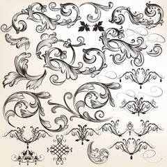 Vector set of decorative swirl elements for design