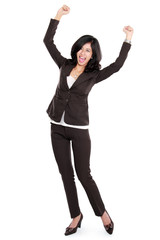 Obraz premium Excited happy asian business woman
