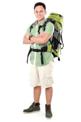 male hiker with backpack