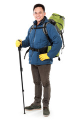 male hiker with backpack