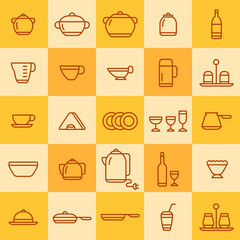 set of icons of different types of cookware