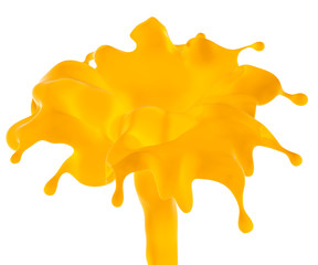 Orange juice fountain. Isolated on white