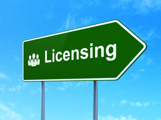 Law concept: Licensing and Business People on road sign