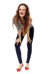 Young girl playing with her hair