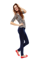 Young girl playing with her hair