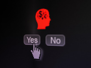 Finance concept: Head With Finance Symbol on digital computer