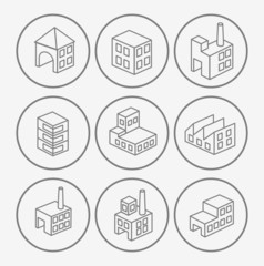 Icons with factories and plants