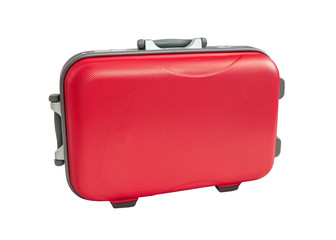 Travel Suitcase red color on white background